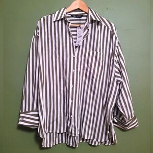 ZARA Striped Button Down Shirt - Size S